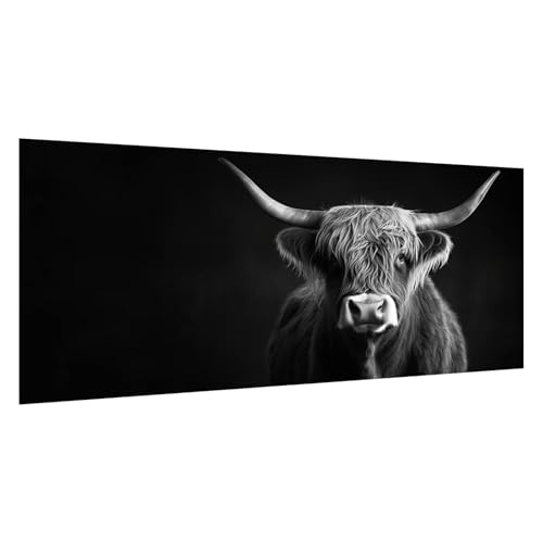 Ganado de las Tierras Altas Pintar por Numeros Adultos,Animal Pintura por Numeros,Easy Paint by Numbers Adult Niños,con Pinceles y Acrílico,DIY Manualidades Home Decor Regalo 100x200cm,con Marco,d647k