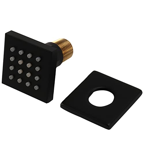 Xnuiasqe Shower Spa - Cabezal de ducha cuadrado de latón para masaje, color negro mate cepillado