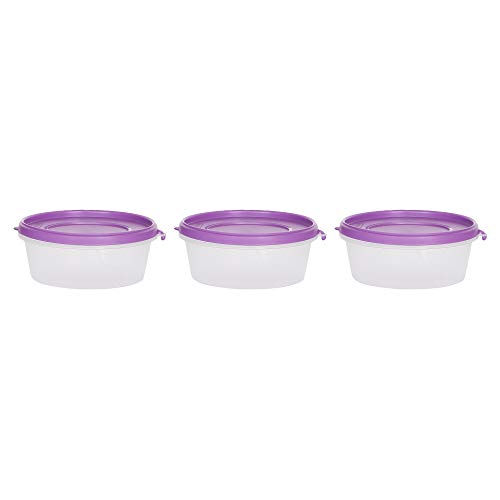 Image of Cutting EDGE Nesterware 500ml Stackable Food Container (Set of 3, Purple) | BPA-free plastic, stackable design, leak-proof, kitchen storage, pantry, fridge, meal prep, reusable, travel use