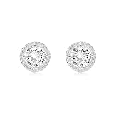Cryshimmer Stud Earrings for Women Men Sterling Silver Cubic Zirconia Earrings...