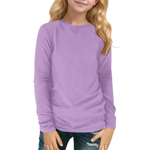 Girls Long Sleeve Shirts Soft Kids Crewneck T-Shirts 2024 Trendy Fall Cute Toddlers Tops Basic Tees