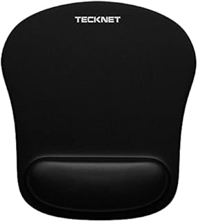 Mouse Pad with Wrist Support, TECKNET Ergonomic Gaming Mouse Pad Pain Relief, Portable Comfortable Mousepad for Computer, Laptop, Office, Home and Travel, Non-Slip Base, Waterproof Surface, Black