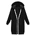 Girls Zip Up Hoodie Long Hooded Sweatshirt Coat Fleece Solid Color Jackets With Pockets Fashion Fall Winter Clothes Girls Fall Jacket Black 7-8 Years