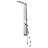 Sasha 59' Rainfall Bodyspray Shower Panel with Handheld Shower Wand and Thermostatic Valve, Stainless Steel