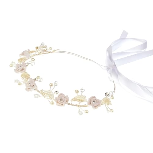 Girls First Holy Communion Veil White Flower Crystal Headband Wedding Floral Headpiece3
