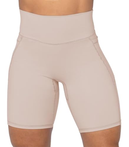 Image of Sunzel Women's No Front Seam Biker Shorts with Pockets, High Waist Tummy Control Yoga Workout Gym Bike Shorts | 3, 5 Or 8-Inch Inseam, High Waisted, No Front Seam, Side Pockets, Buttery Soft, Compression Fit, Squat Proof, Tummy Control