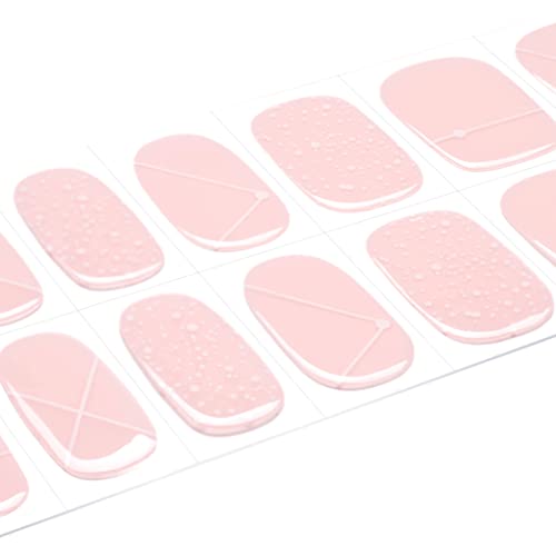 Danni & Toni Semi Cured Gel Nail Strips Pink (Shimmering Date Night) Gel Nail Stickers White Dots Gel Nail Wraps 28 Stickers #TOP3