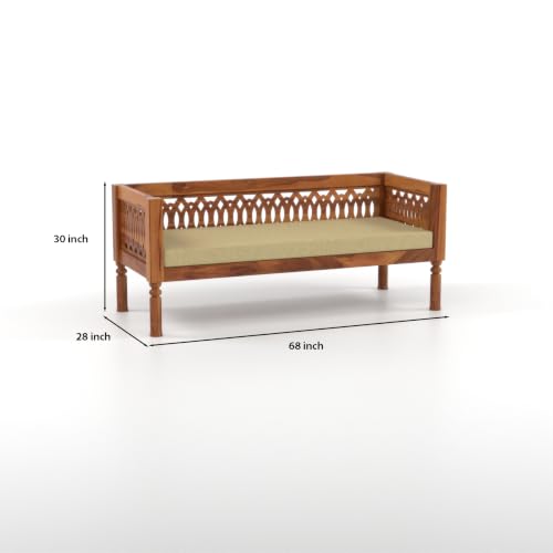 Image of NATRAJ ART & CRAFT Sheesham Wood 7 Seater Sofa Set for Living Room | Wooden CNC Sofa Set for Living Room Furniture (3+2+2 Seater, Honey Finish)
