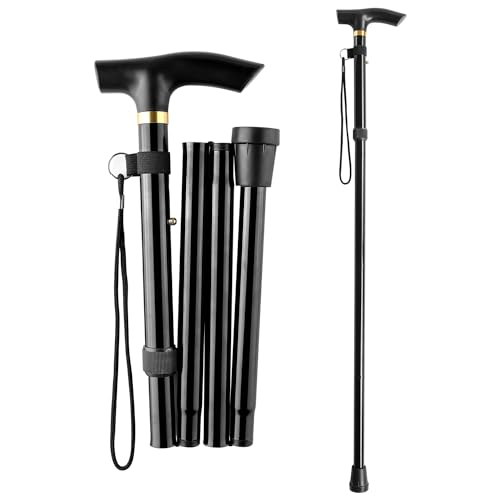 Folding Extendable Walking Cane - Black