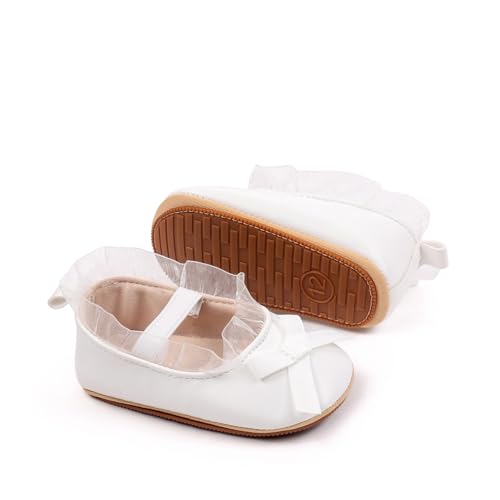 Baby Girls Princess Shoes, Soft PU Leather Bow Non-Slip Bottom First Walker Shoes Toddler Shoes4