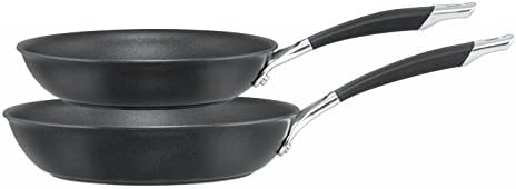 Circulon Momentum Non Stick Frying Pan Set of 2 Induction Frying Pan Set, Oven & Dishwasher Safe Hard Anodised Cookware with Soft Grip Handles, Black