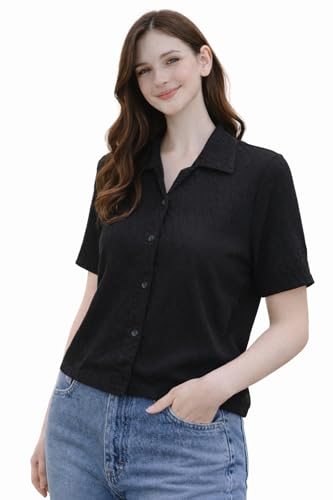 Image of Zilcon Bricks Womens Fashion Crop top for Woman Casual Short Sleeve Shirts for Woman | Women Fashion | Formal Shirts for Women