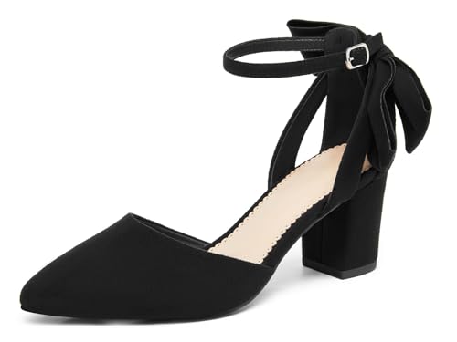Image of Coutgo Women's Chunky Heels Ankle Strap Pointed Toe Pumps