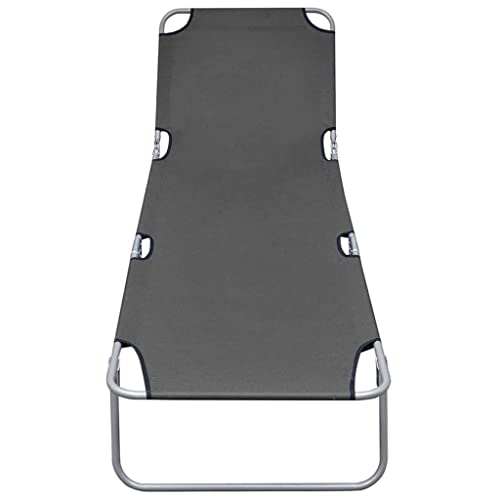 Chaise longue d'extérieur pliable gris anthracite avec dossier réglable multi-positions - 5