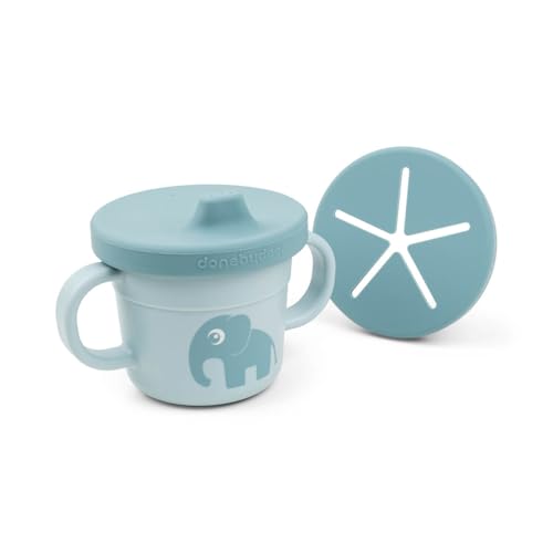 Done by Deer Foodie Snack & Trinkbecher Set Elphee Blau, 3-in-1 Kinderbecher – becher, trinklernbecher und snackbecher - Plastikbecher: 100% PP, Deckel: 100% Silikon alle Teile in Lebensmittelqualität