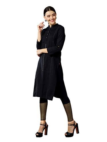 morrio Women's Cotton and Spandex Ankle Length Legging with Gold Print-picture-14