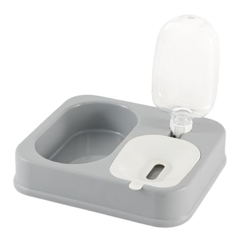 Generic ゆっくり給餌ダブルボウルペット用自動給水器 ? 食品グレード材質で安全設計、取り外し洗浄可能透明水容器 (グレー)