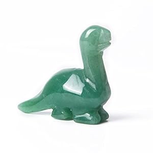 NUZUJX Hand Carved Gemstone Healing Crystal Dinosaur Figurine Collection Decor with Gift Box (Green Aventurine