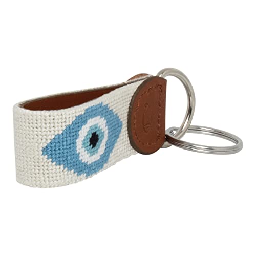 Image of Leather Hand-Stitched Needlepoint Key Fob or Key Chain