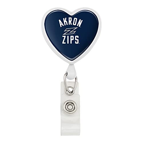University of Akron Zips Logo Heart Lanyard Retractable Reel Badge ID Card Holder