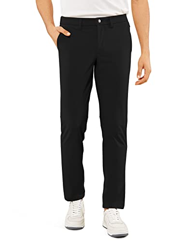 CRZ YOGA Pantalones de Golf elásticos para Hombre - 31' Slim Fit Stretch Impermeable al Aire Libre Grueso Golf Work Pant con Bolsillos Negro 42