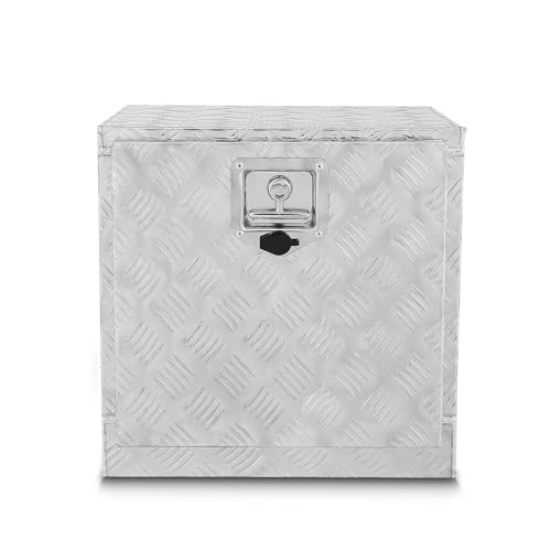 DNA MOTORING Underbody Truck Box Aluminum Truck Storage Tool Box, Truck Storage Organizer Chest for Pick Up Truck Bed, w/Lock & Keys, 19" L X 19" D X 19" H Silver, TBOX-T5-013-ALU