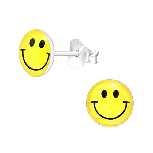 Bungsa® Kinder Ohrstecker fröhlicher SMILEY silber/gelb aus .925 Sterling Silber Cover