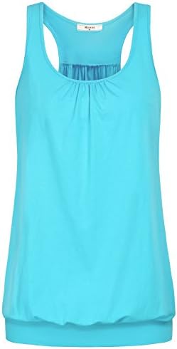 Miusey Women's Workout Tank Top, Sleeveless Round Neck Active Running Racerback, Comfy Sporty Blue-3 L