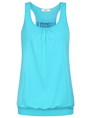 Miusey Women's Workout Tank Top, Sleeveless Round Neck Active Running Racerback, Comfy Sporty Blue-3 L #TOP12