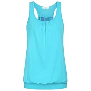 Miusey Womens Sleeveless Round Neck Loose Fit Racerback Yoga Tank Top