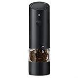 Elektrische Pfeffermühle, per USB wiederaufladbar, 16,9 x 4,8 cm, 500 mAh Akku, automatisch, One-Touch, für Sichuan-Pfeffer, Gewürze, Küche, Essen (schwarz)