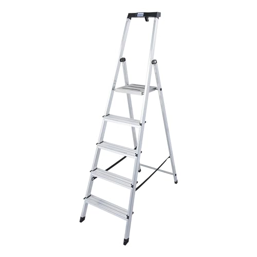 Krause Stehleiter Safety mit 5 Stufen und Eimerhaken, Modell 126337