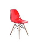 Dabudae Home SDM, Silla TOWER, madera, policarbonato transparente rojo, Silla de diseño, madera de haya, carcasa policarbonato transparente roja. -IMPORTANTE: Se entrega con la base montada., Este SET esta compuesto por 4 unidades del mismo producto.