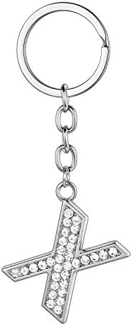BESPMOSP A-Z Letter Keychain Keyring Crystal Shiny Family Best Friend Jewellery (A)