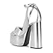 Goolita Metallic Lace Up Chunky Heel Platform Heels For Women Open Toe Slingback Ankle Strap Heeled Sandals Bow Sexy Fashion Evening Party Shoes