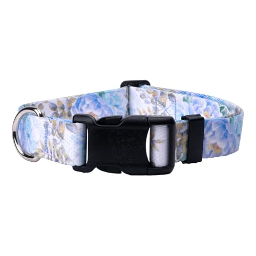 Country Brook Petz - Premium Blue Peonies Dog Collar - Spring Collection Featuring Springtime Designs (1 Inch, Extra Large)