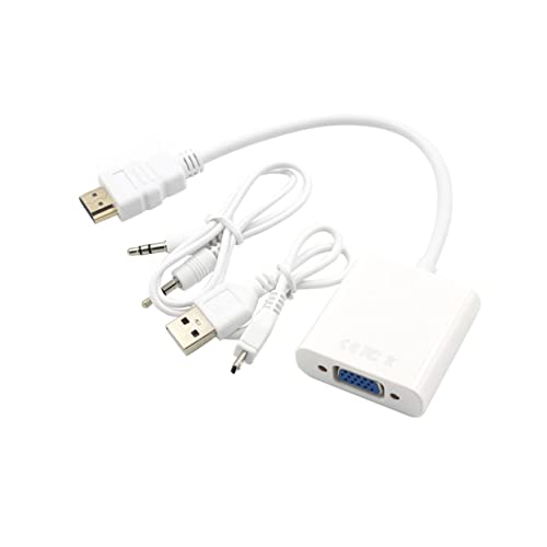 HOMSFOU to Adapter Converter with Audio Support USB Power Cable for Laptop Computer Tablet Compatibility for Displays White