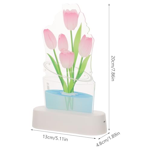 Lámpara de mesa decorativa LED Tulipán 3D rosa miniatura 2