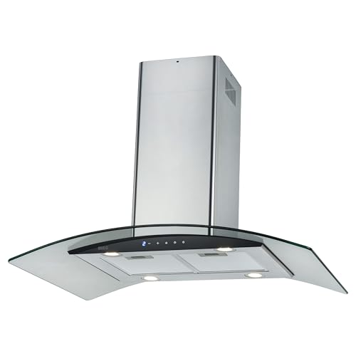 NEG Insel-Dunstabzugshaube NEG38-AT2 Abluft und Umluft, 90cm, 830 m³/h, Edelstahl, 2 Power-Stufen, Nachlauffunktion