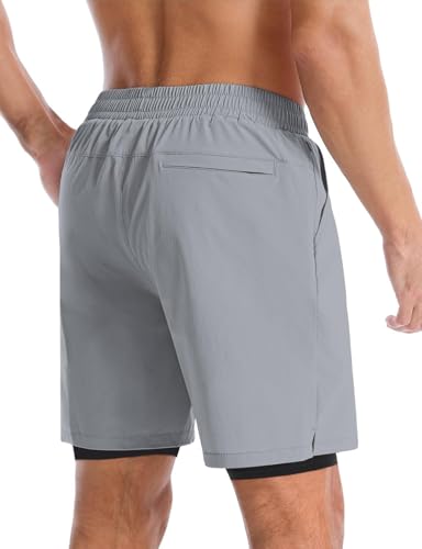 Image of CBlue Men's Outdoor Quick Dry Lightweight Sports Shorts with 2 Zipper Pockets, Breathable Hiking Running Gym Workout Athletic Shorts | CBblue Men's Quick Dry Sports Shorts with Zipper Pocket