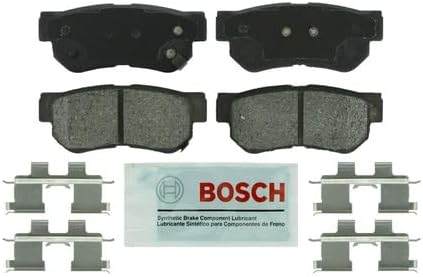 BOSCH BE813H Blue Ceramic Disc Brake Pad Set With Hardware - Compatible With Select Hyundai Azera, Elantra, Santa Fe, Sonata, Tucson, XG300, XG350; Kia Amanti, Magentis, Optima, Sportage; REAR