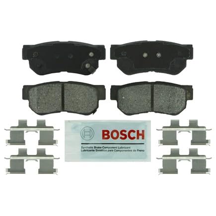 BOSCH BE813H Blue Ceramic Disc Brake Pad Set With Hardware - Compatible With Select Hyundai Azera, Elantra, Santa Fe, Sonata, Tucson, XG300, XG350; Kia Amanti, Magentis, Optima, Sportage; REAR by Bosch - Used condition - US$21.11