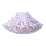 [TUTUJI] チュチュスカート 女の子 ボリューム ひざ丈 ふんわり キッズ シフォン ボリューム リボン かわいい衣装 プレゼントパニエ ボリューム チュール ダンス プリンセス 蝶結び付き 七五三 ピアノ発表会 舞台衣装 通園 通学 (JP, 身長, 110, purple)