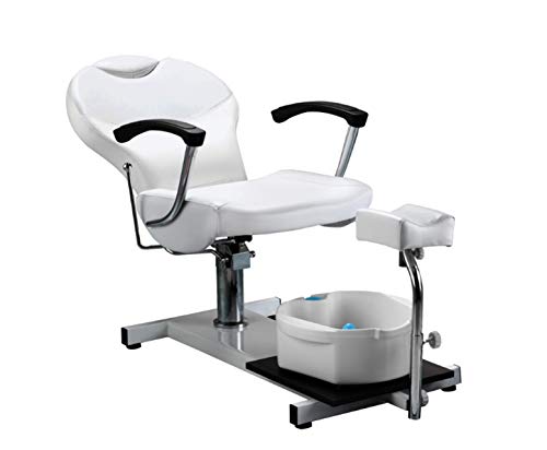 Salon Style Pedicure Chair Hydraulic White Lift Adjustable Salon Massage Equipment with Easy-Clean Massage Footbath