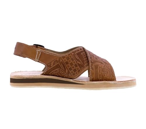 Cowboy Professional Mens 005 Light Brown All Real Leather Mexican Buckle Huaraches Open Toe3