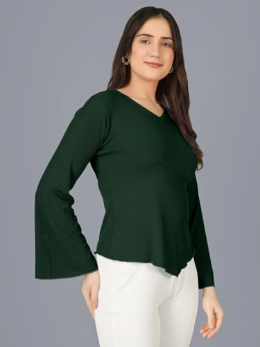Image of Plus Size Women Top Bell Sleeve | Casual Top for Women Full Sleeve