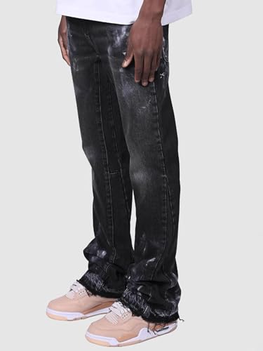 Stacked Jeans for Men Mid Rise Straight Leg Relaxed Fit Denim Pants Y2k Stretch Hip Hop Streetwear Trousers2