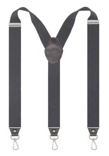 Image of Mens Suspenders with 3 Swivel Hooks Belt Loops 1.4 Inch Wide Heavy Duty Adjustable Braces