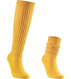Galsang Women's Slouch Socks,Long Slouchy Socks for Girls Women Scrunchie Knit Socks Casual,B206 (US, Numeric, 7, 11, Regular, Regular, Yellow)