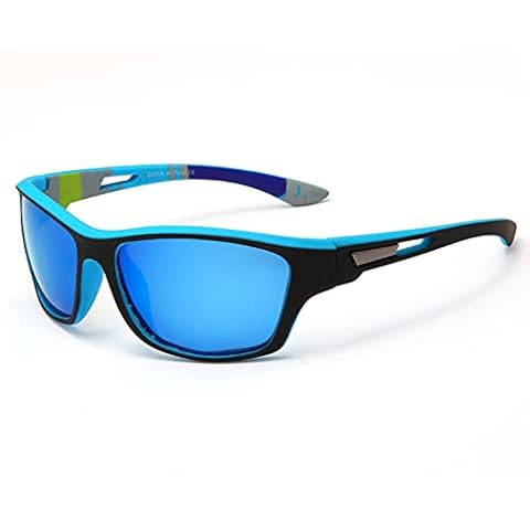 YAMEIZE Polarized Sunglasses Men Women Outdoor Sports Sun Glasses UV400 Protection Driving Fishing Glasses (Blue Frame Blue) Cover
